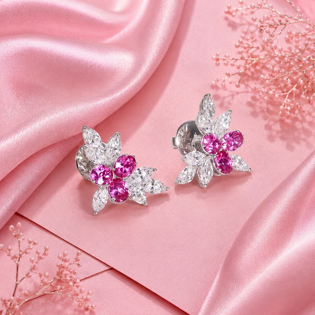 Pink Sapphire Studs