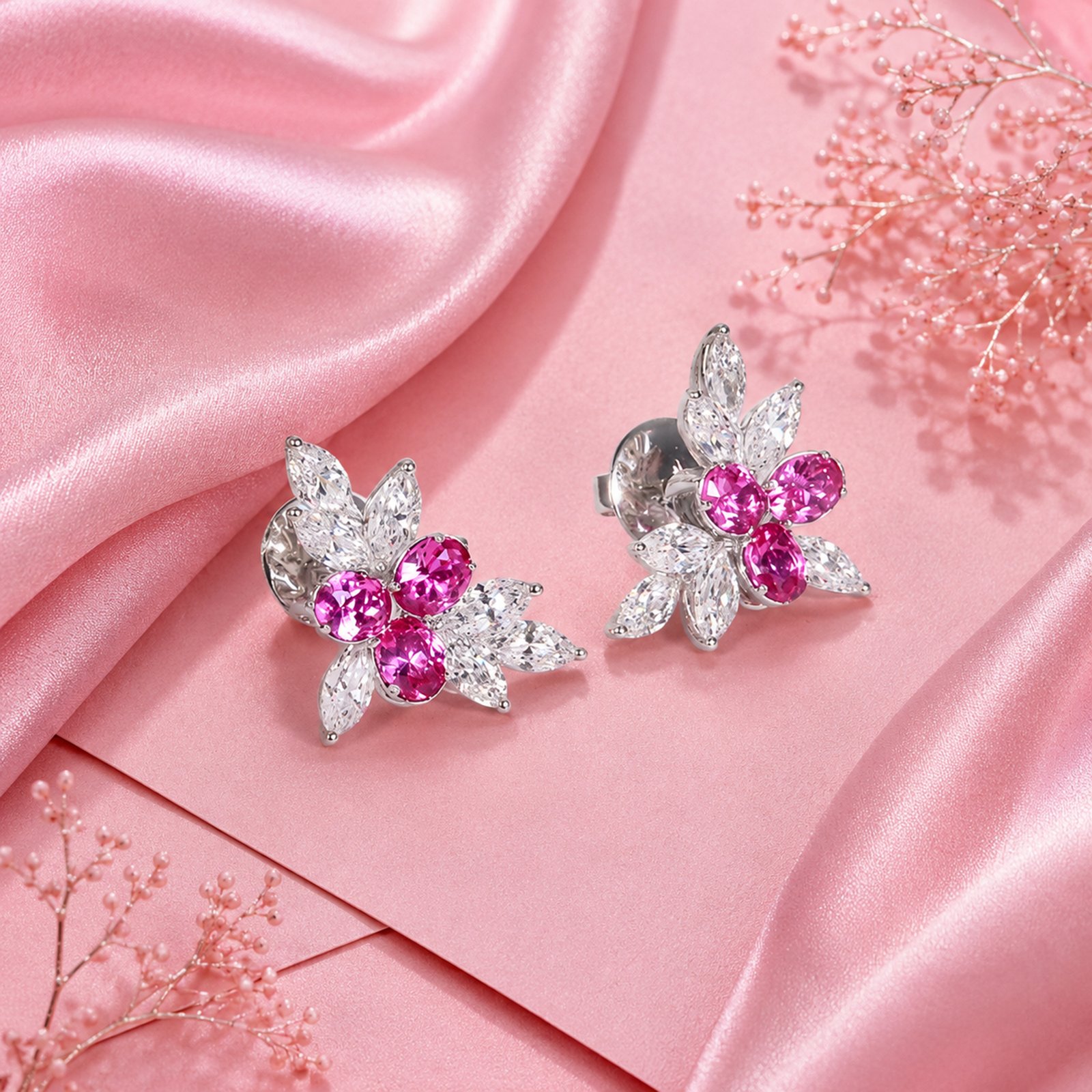 Pink Sapphire Studs
