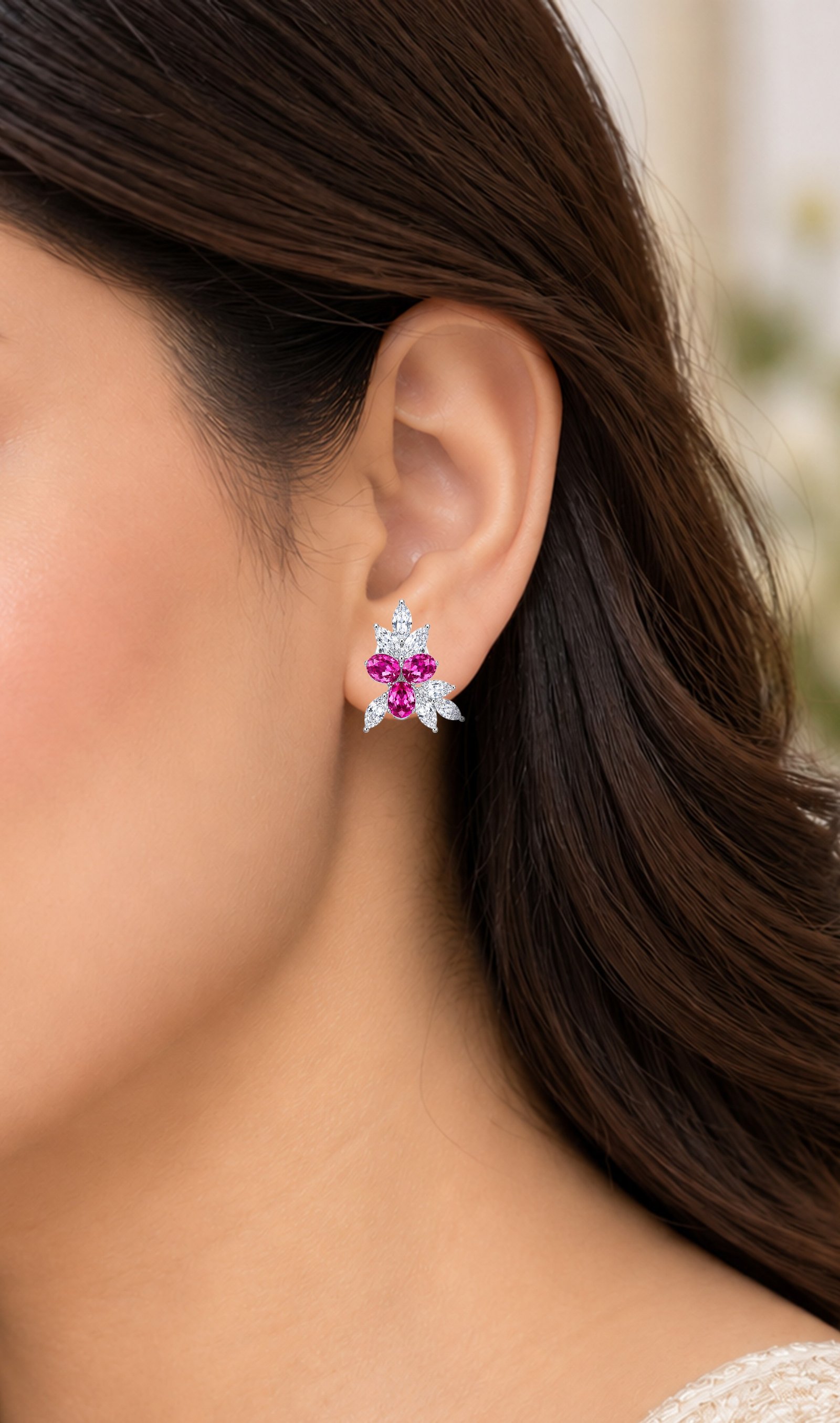 Pink Sapphire Studs